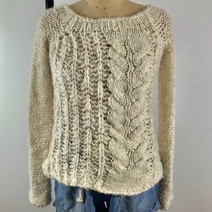 FREE PEOPLE Cream/White Cozy Sweater